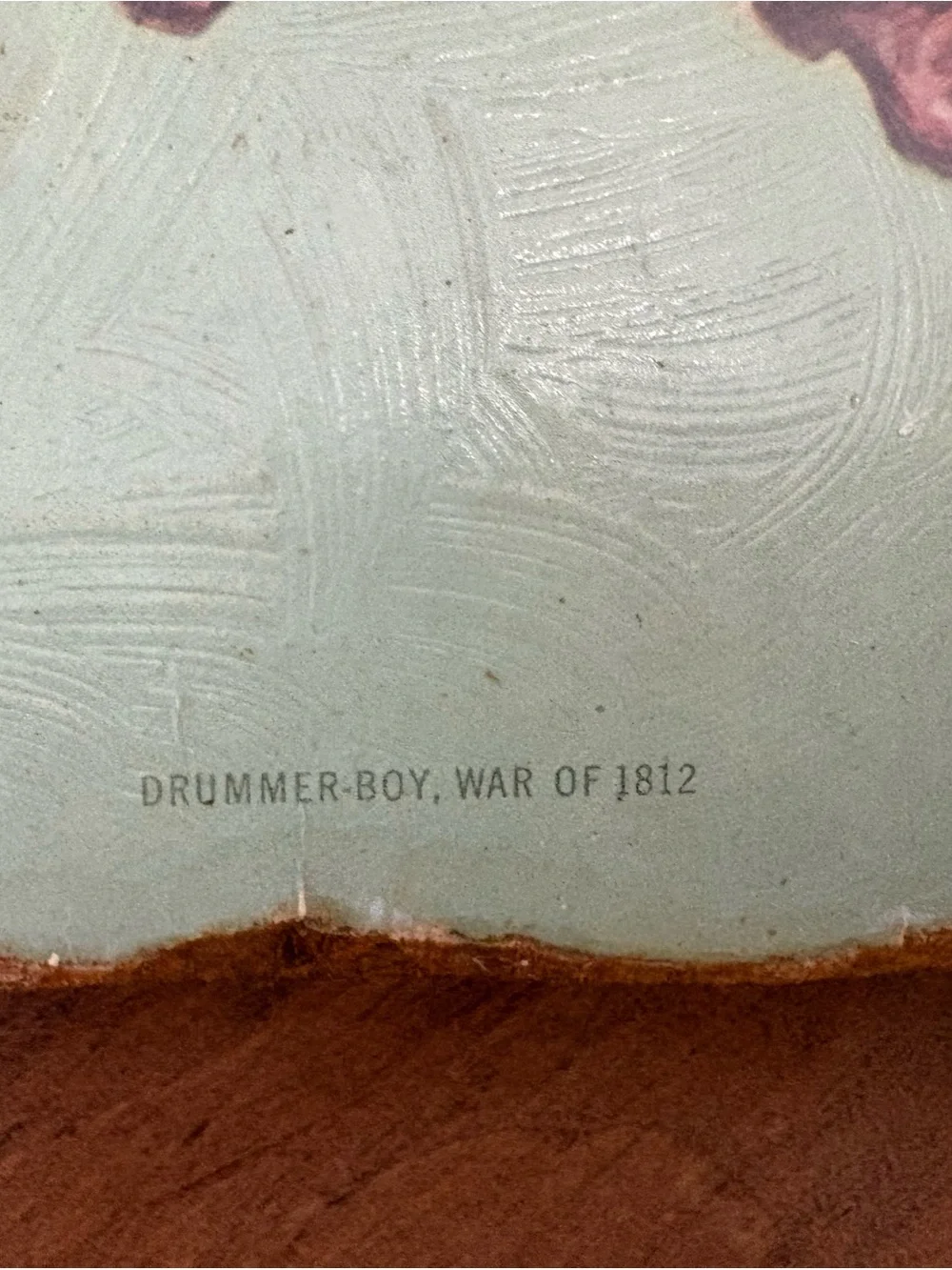 Vintage Drummer Boy Wall Plaque in Light Blue and Tan